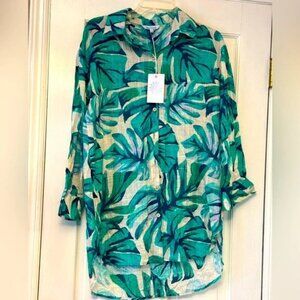Blue Island Green Graphic Swim Coverup Size M NWT